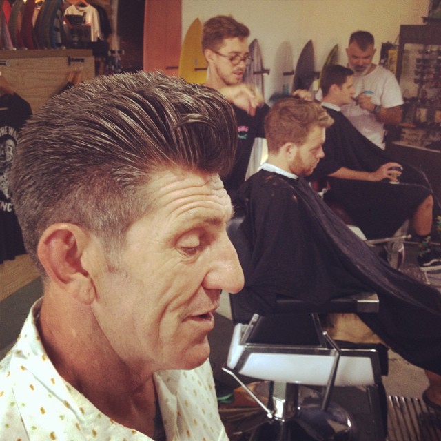 The big A finished w @kingbrown_pomade @captainsipsops @stinknjim @barberista @thomassurfboards #barberlife #pompadour #wahlwork #barbershop