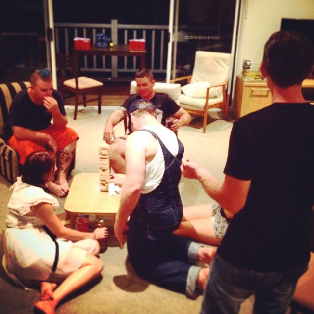 Happy Birthday @deanjreh  @thehi_boys @everettaimee @matt_thumbs listening to #waylonjennings on vinyl  playing #jenga