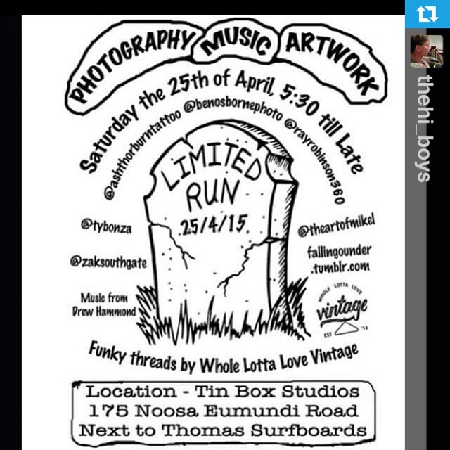 Late this arv and tonight, be sure to check out some great photography, art and music our good mates are putting together. @demondemondan  @samuelcrookshanks @captainsipsops @thomassurfboards #wildrecords #thehiboys #noosa #sunshinecoast