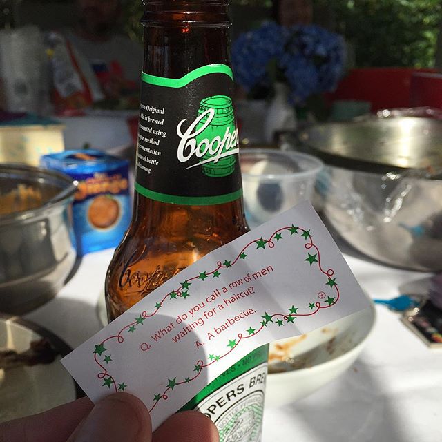 What do you call a row of men waiting for a #haircut? A #barbecue.  #dadjokes #aussiechristmas #cooperspaleale  #barbers